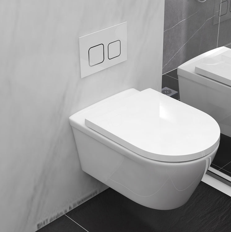 Modern Siphon Jet Toilet Bowl Wall Mount Flush Toilet with Seat for Bathroom