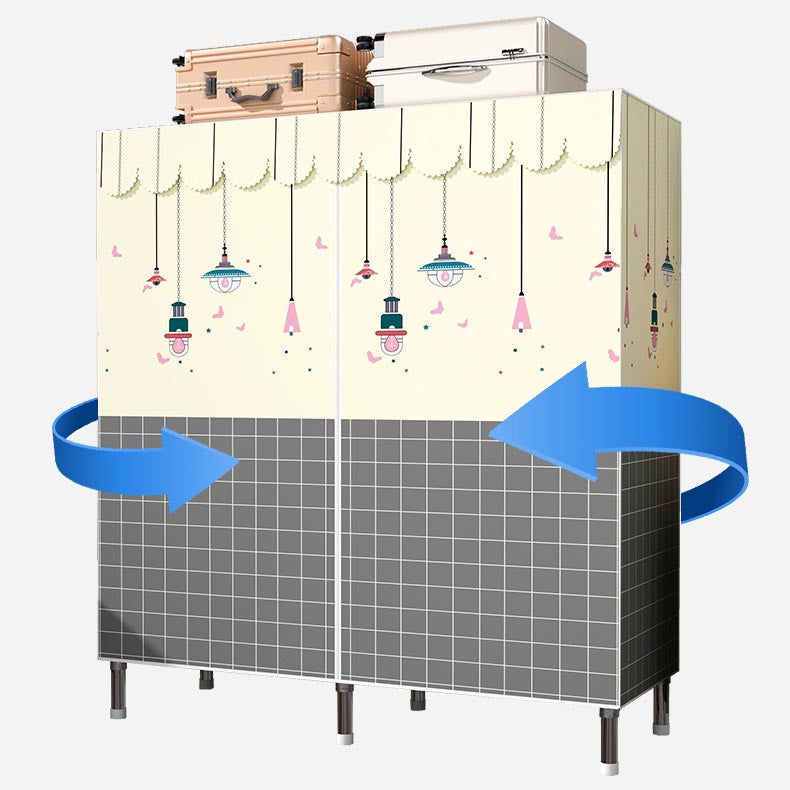 Blue Metal Double Door Modern Wardrobe 2 Doors Wardrobe Cabinet