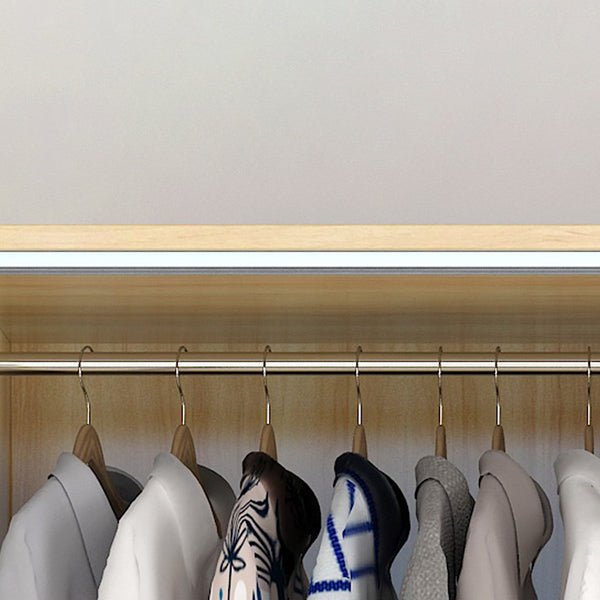 White Wood Double Door Industrial Wardrobe 5 Shelves Cabinet