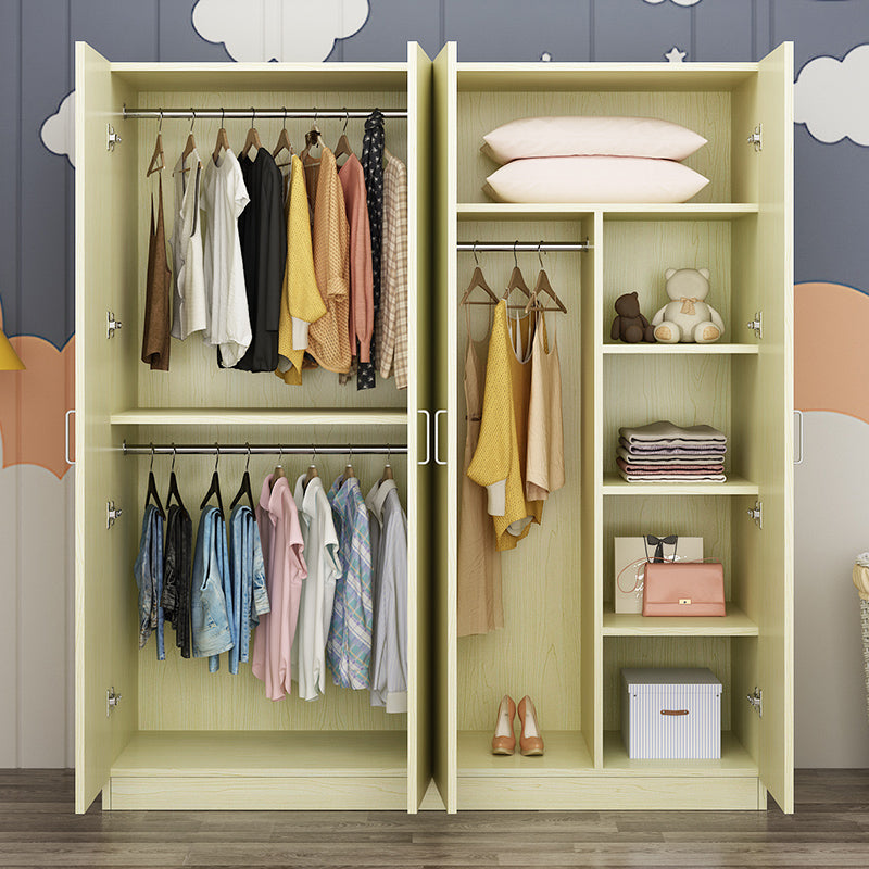 2 Door Modern and Contemporary Armoire Wood 4-shelf Wardrobe