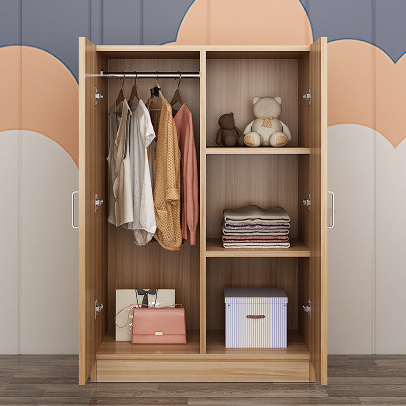 2 Door Modern and Contemporary Armoire Wood 4-shelf Wardrobe