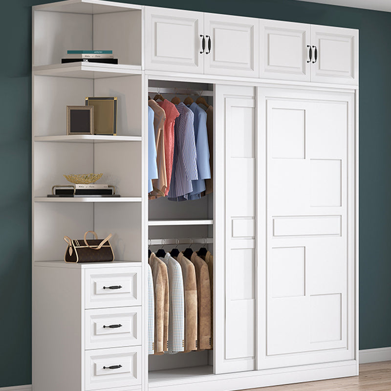 Modern Freestanding Wardrobe Armoire, 2-door Manufatured Armoire with Shelves in White