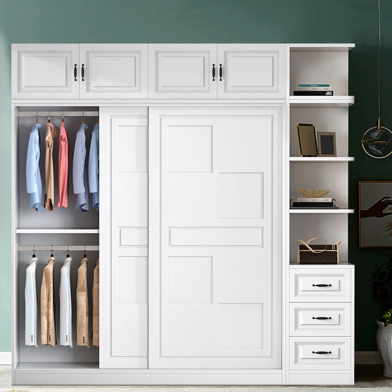 Modern Freestanding Wardrobe Armoire, 2-door Manufatured Armoire with Shelves in White