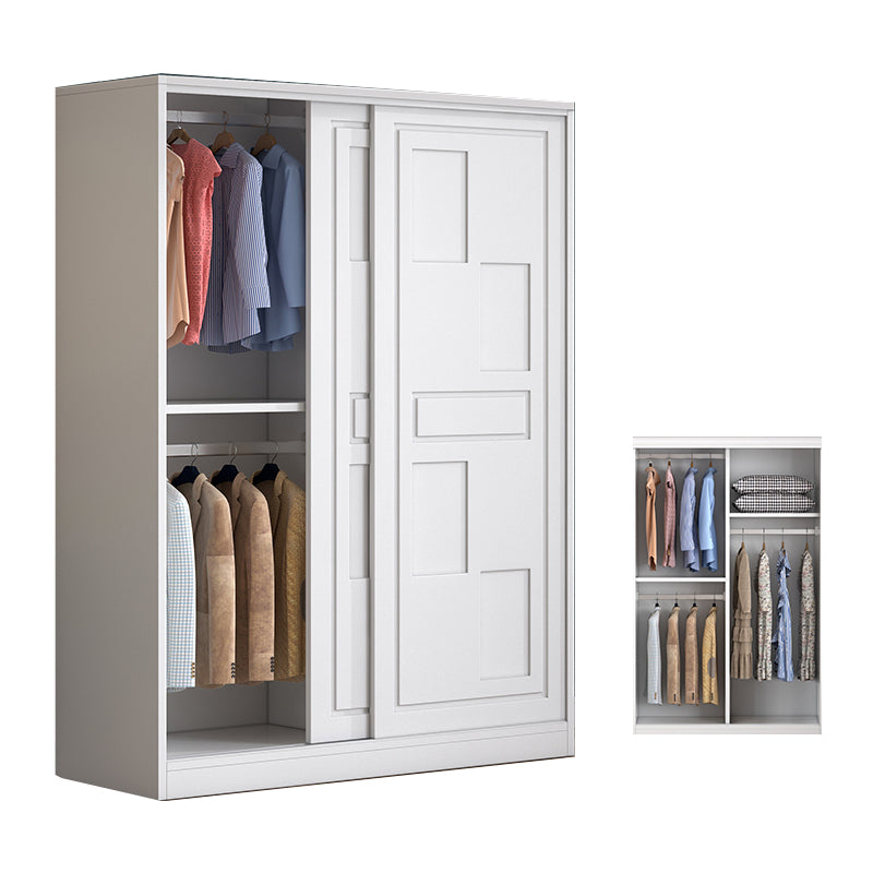Modern Freestanding Wardrobe Armoire, 2-door Manufatured Armoire with Shelves in White