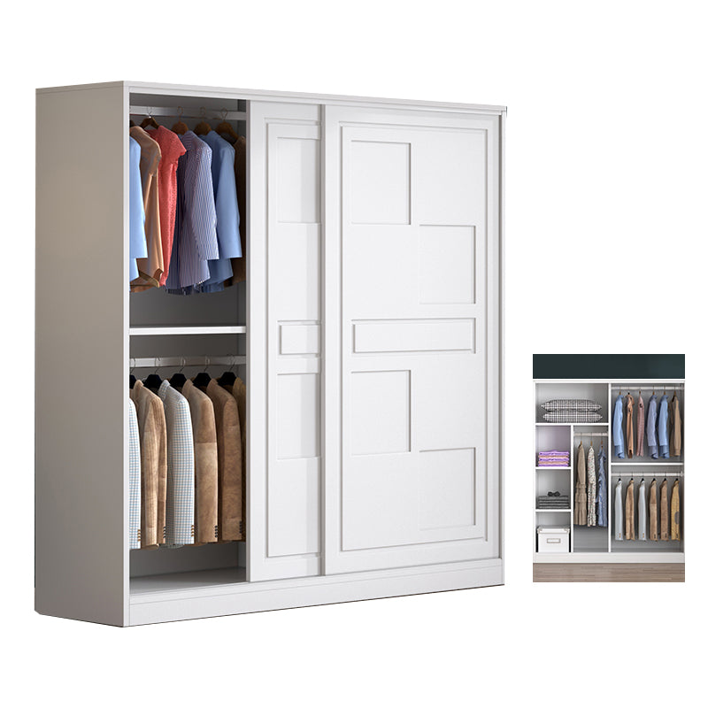 Modern Freestanding Wardrobe Armoire, 2-door Manufatured Armoire with Shelves in White