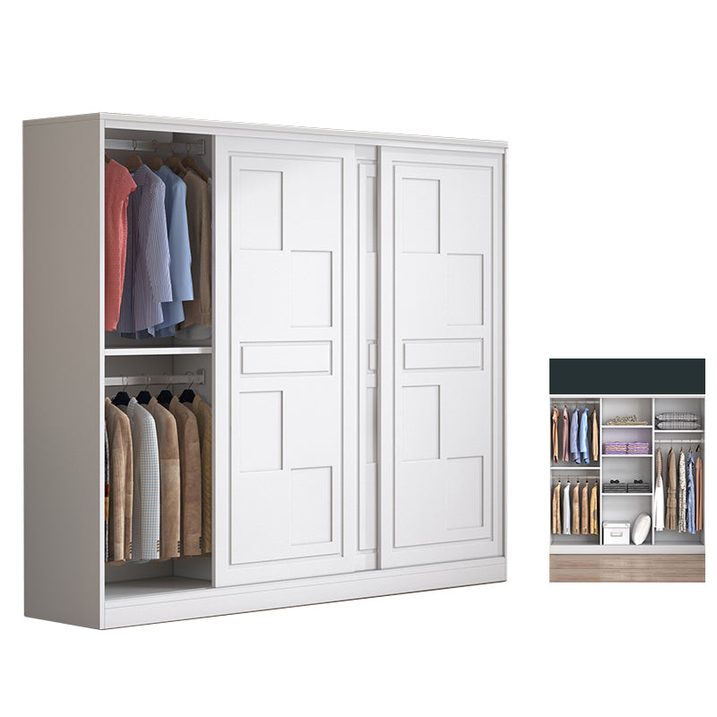 Modern Freestanding Wardrobe Armoire, 2-door Manufatured Armoire with Shelves in White