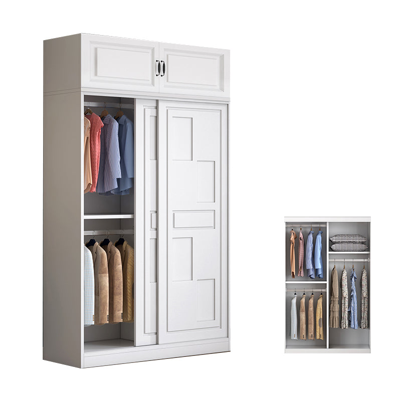 Modern Freestanding Wardrobe Armoire, 2-door Manufatured Armoire with Shelves in White