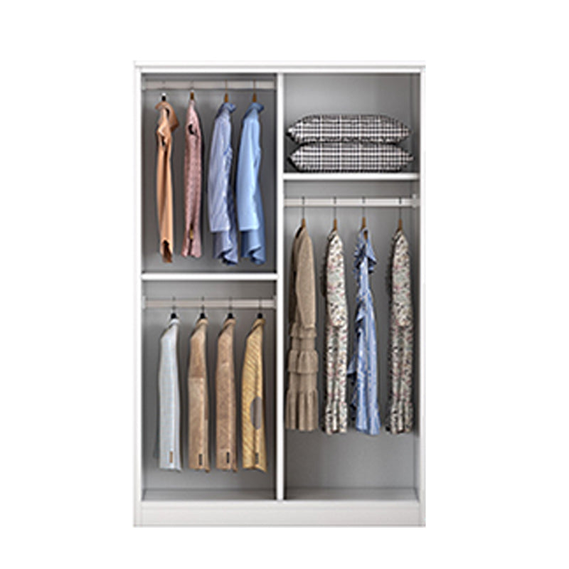 Modern Freestanding Wardrobe Armoire, 2-door Manufatured Armoire with Shelves in White