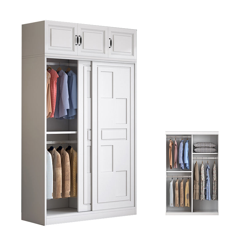 Modern Freestanding Wardrobe Armoire, 2-door Manufatured Armoire with Shelves in White