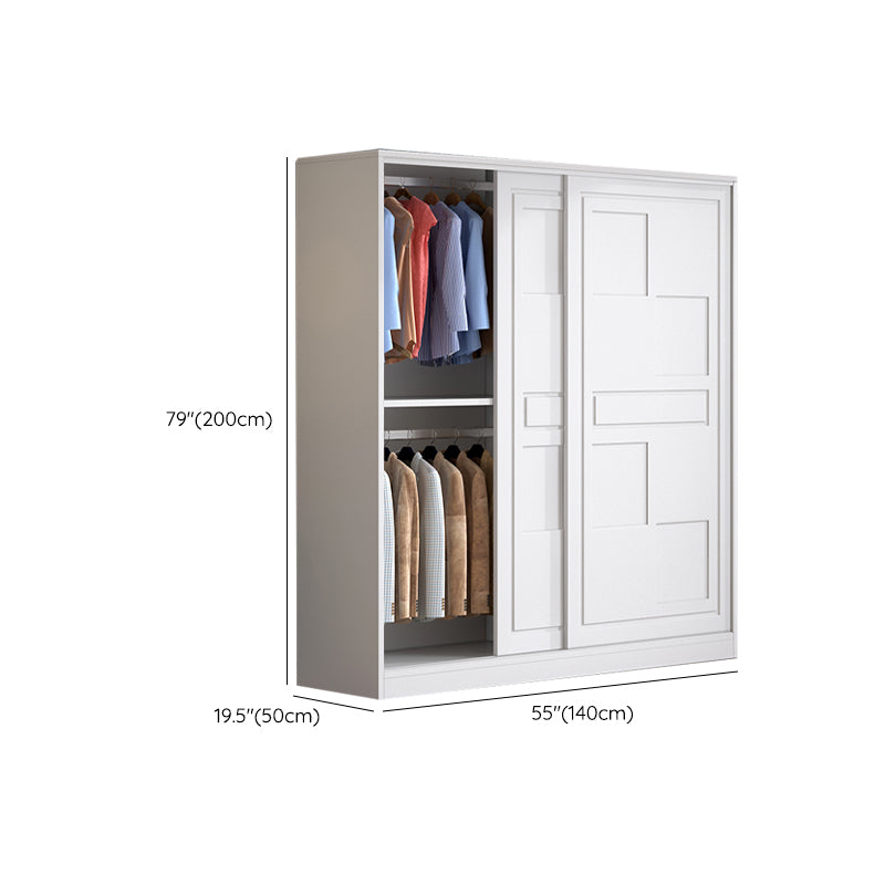 Modern Freestanding Wardrobe Armoire, 2-door Manufatured Armoire with Shelves in White