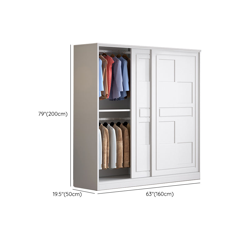 Modern Freestanding Wardrobe Armoire, 2-door Manufatured Armoire with Shelves in White