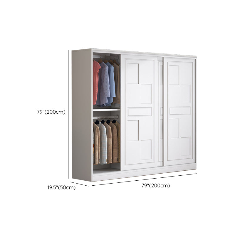 Modern Freestanding Wardrobe Armoire, 2-door Manufatured Armoire with Shelves in White
