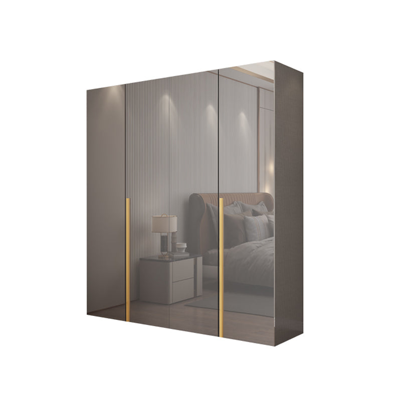 White Paint Light Luxury Wooden Wardrobe with Shelves and Sliding Door