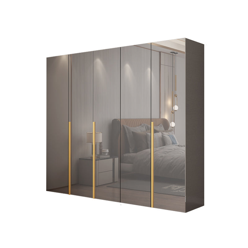 White Paint Light Luxury Wooden Wardrobe with Shelves and Sliding Door