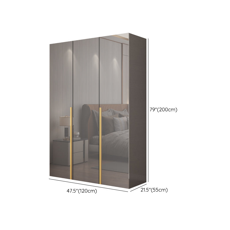 White Paint Light Luxury Wooden Wardrobe with Shelves and Sliding Door