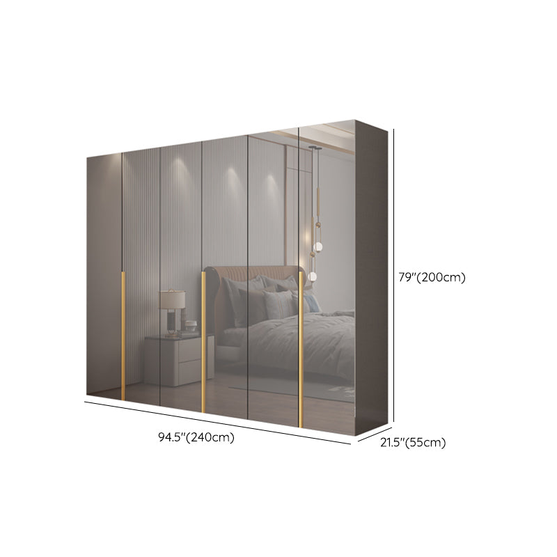 White Paint Light Luxury Wooden Wardrobe with Shelves and Sliding Door