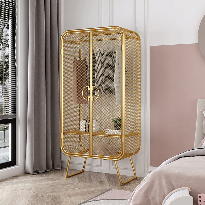 Nordic Iron Grid Wardrobe Long Hanging Storage Metal Storage Cabinet