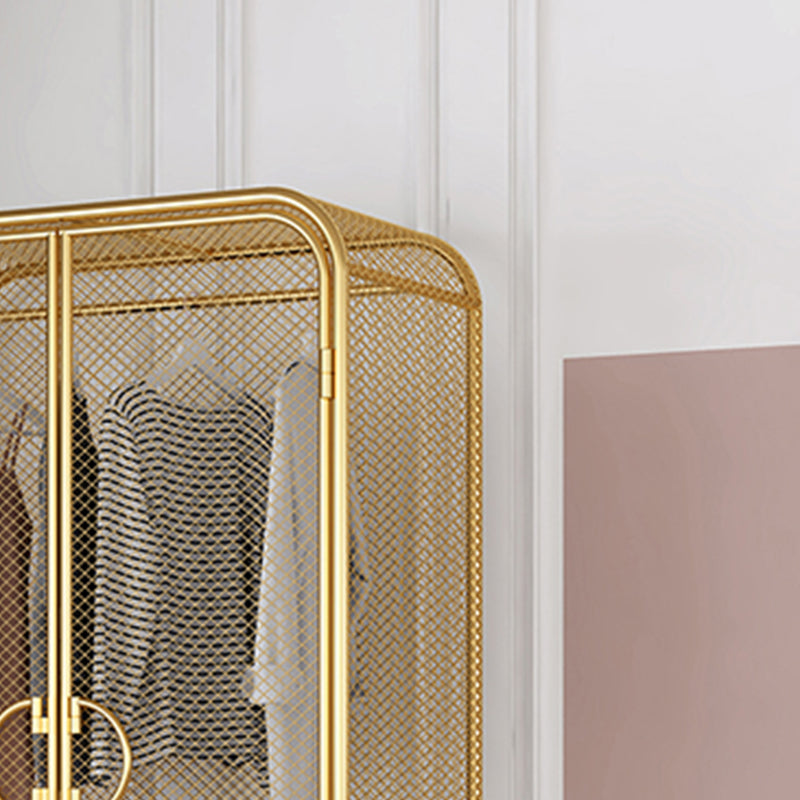 Nordic Iron Grid Wardrobe Long Hanging Storage Metal Storage Cabinet