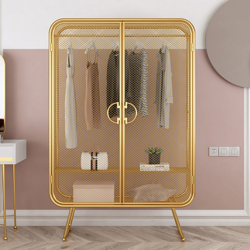 Nordic Iron Grid Wardrobe Long Hanging Storage Metal Storage Cabinet