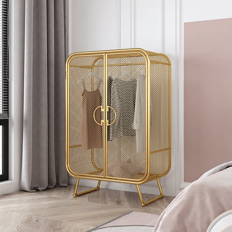 Nordic Iron Grid Wardrobe Long Hanging Storage Metal Storage Cabinet