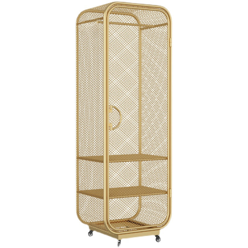 Modern 2-door Wardrobe Armoire Steel Storage Cabinet with 2 Shelves and Clothes Rail