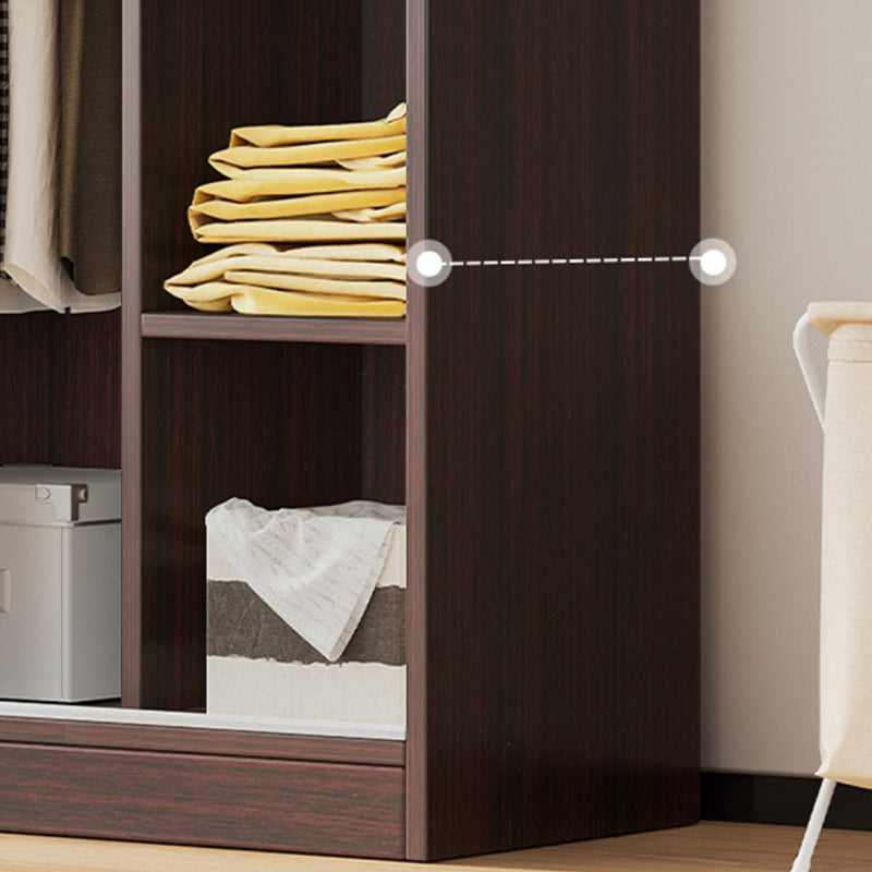 Modern Storage Cabinet Wooden 2-Door Wardrobe Armoire with Shelves and Clothes Rail