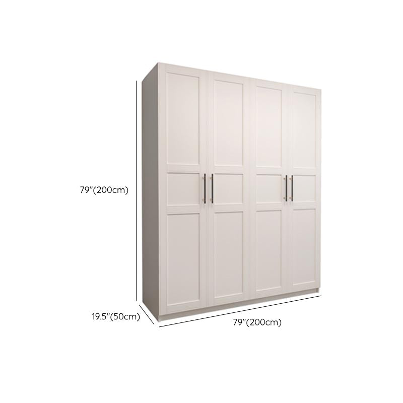 White Wood Wardrobe Cabinet With Drawers and Clothes Hanging Rod Storage Armoire