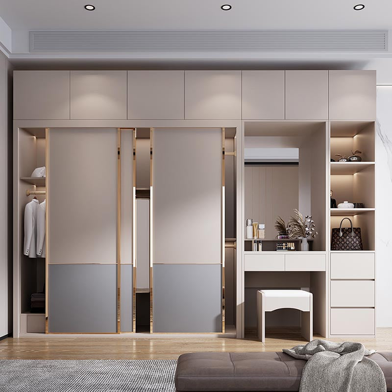 White Modern High Gloss Armoire Wood Armoire with Shelves and Drawers Storage Cabinet