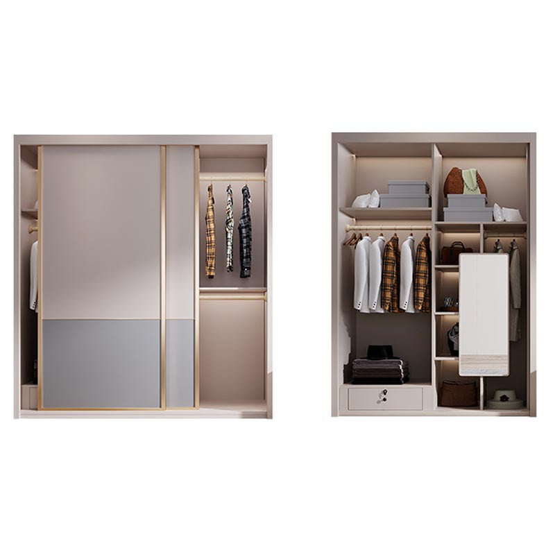 White Modern High Gloss Armoire Wood Armoire with Shelves and Drawers Storage Cabinet