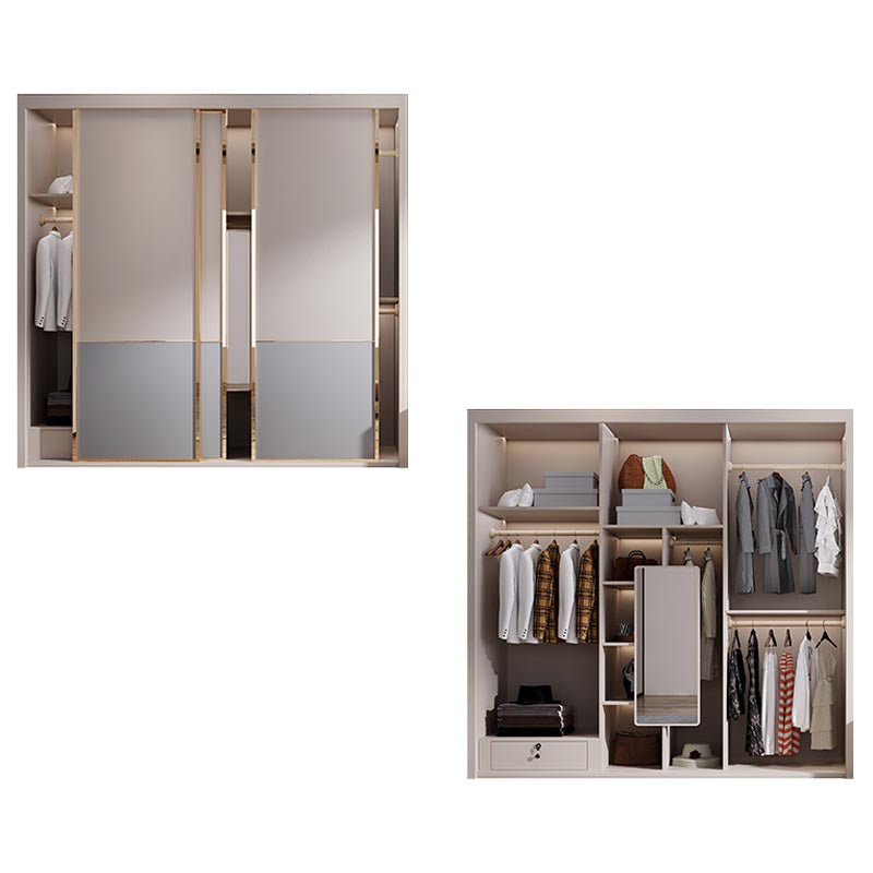 White Modern High Gloss Armoire Wood Armoire with Shelves and Drawers Storage Cabinet