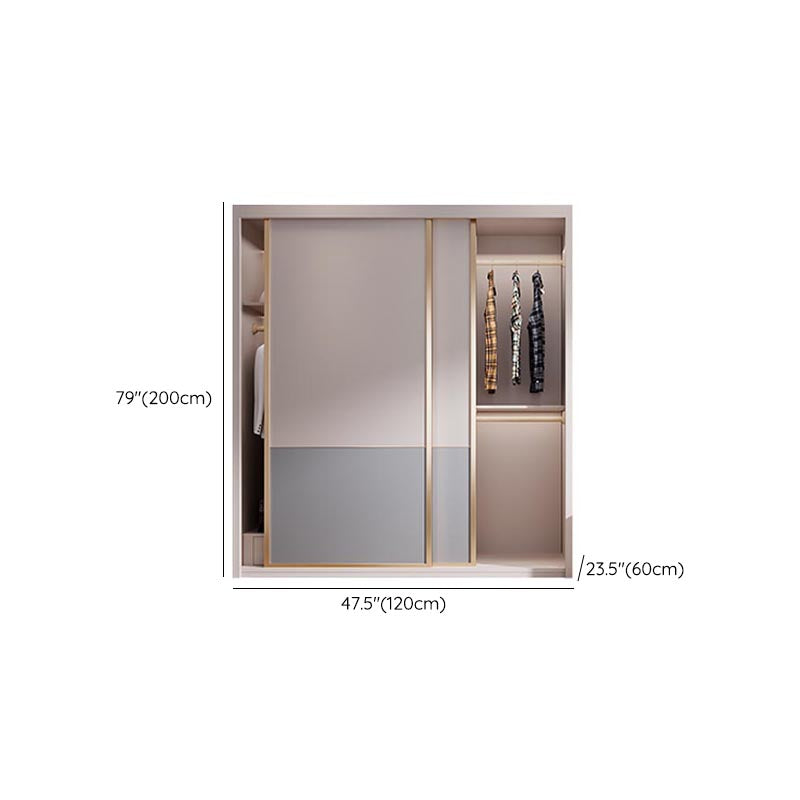 White Modern High Gloss Armoire Wood Armoire with Shelves and Drawers Storage Cabinet