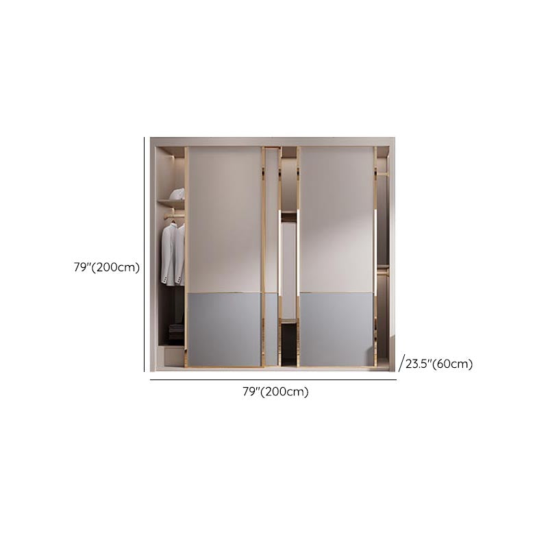 White Modern High Gloss Armoire Wood Armoire with Shelves and Drawers Storage Cabinet