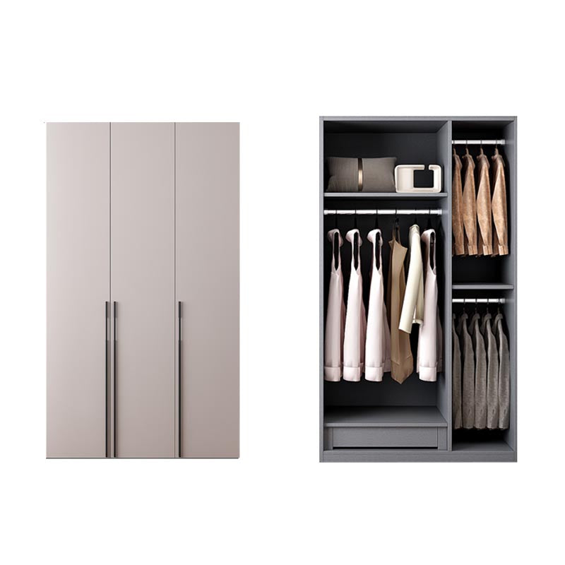 White Modern Armoire Engineered Wood Grand Wardrobe with Drawers and Hanging Rod