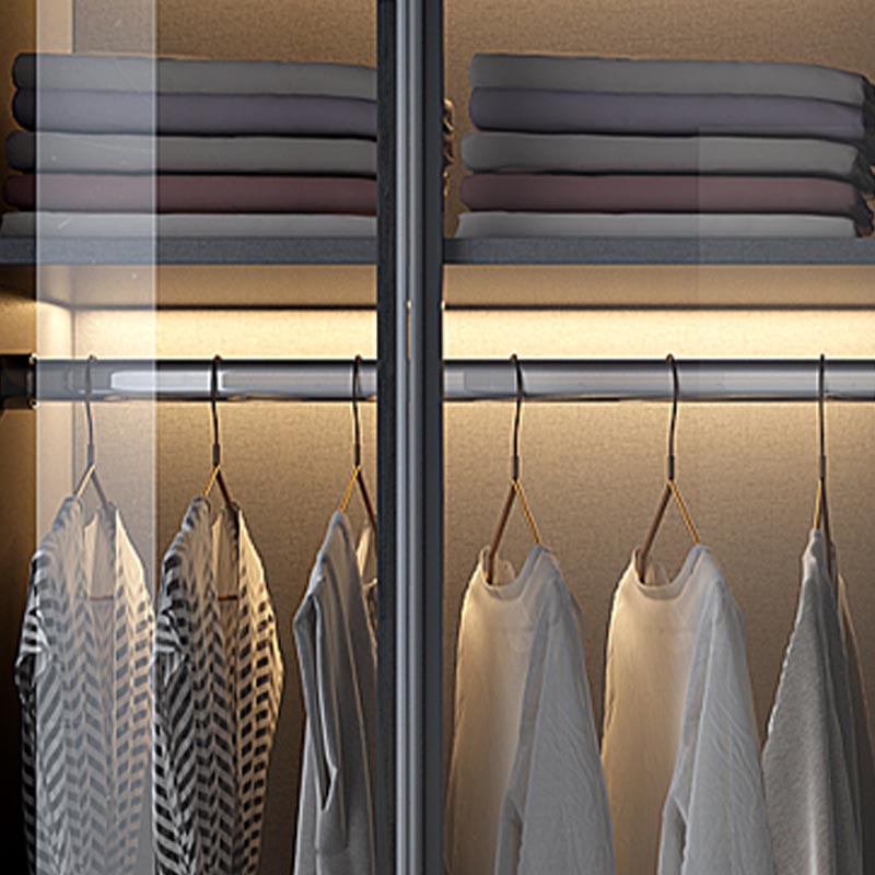 White Modern Armoire Engineered Wood Grand Wardrobe with Drawers and Hanging Rod