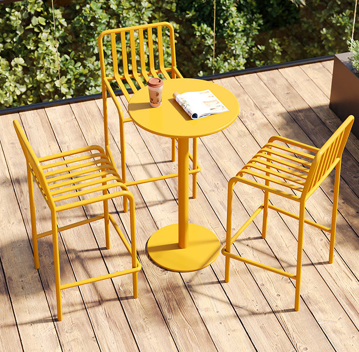 1/3/4 Pieces Industrial Round Bar Table Set Pub Table with Metal Pedestal