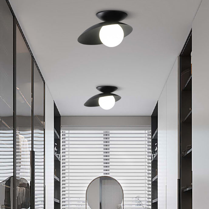 Single Black Flush Mount Lighting Unique Metal LED Ceiling Light