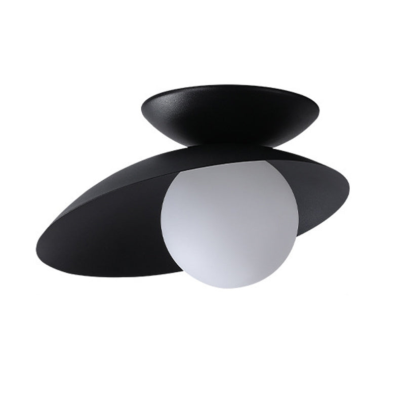 Single Black Flush Mount Lighting Unique Metal LED Ceiling Light