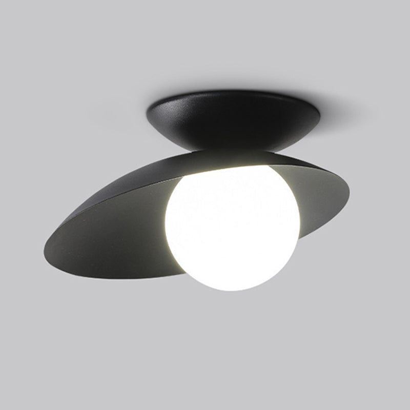 Single Black Flush Mount Lighting Unique Metal LED Ceiling Light