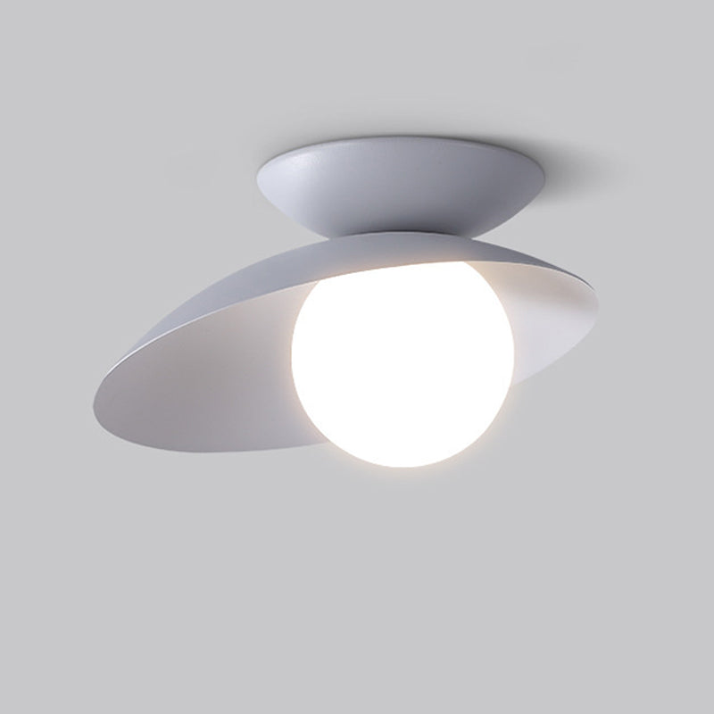 Single Black Flush Mount Lighting Unique Metal LED Ceiling Light