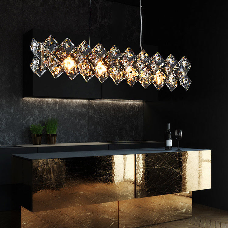 Modern 4/6-Light Golden Kitchen Island Lighting Crystal Island Pendant Lighting