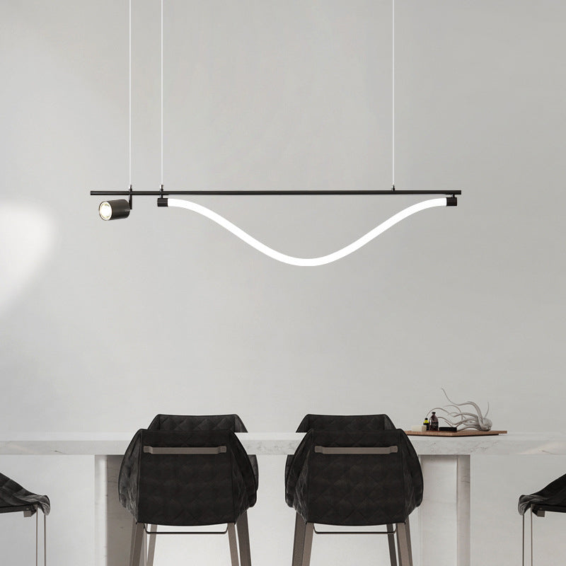 Modern 2-Light Black Kitchen Island Lighting LED Island Pendant Lighting