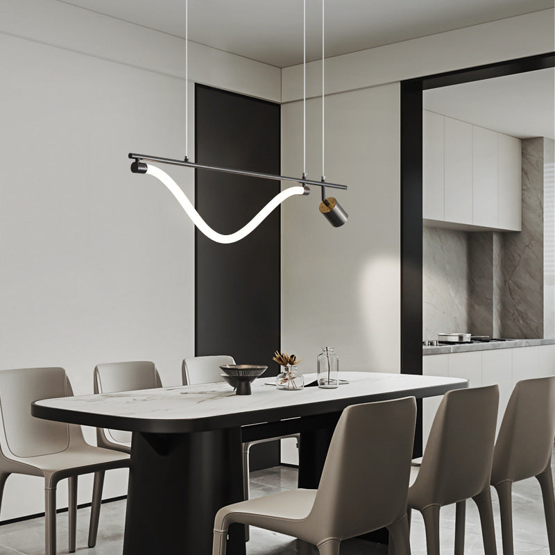Modern 2-Light Black Kitchen Island Lighting LED Island Pendant Lighting