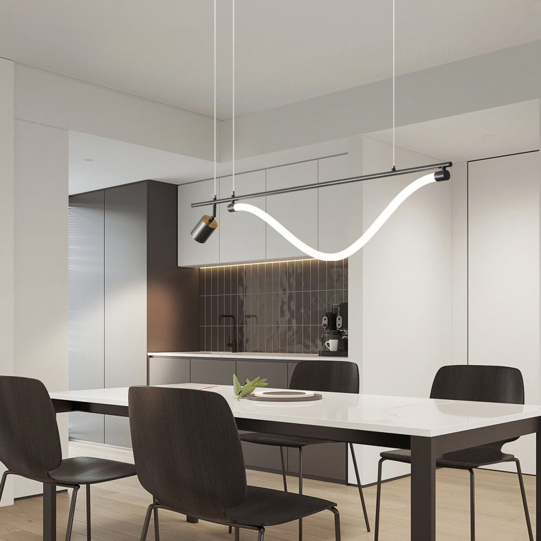 Modern 2-Light Black Kitchen Island Lighting LED Island Pendant Lighting