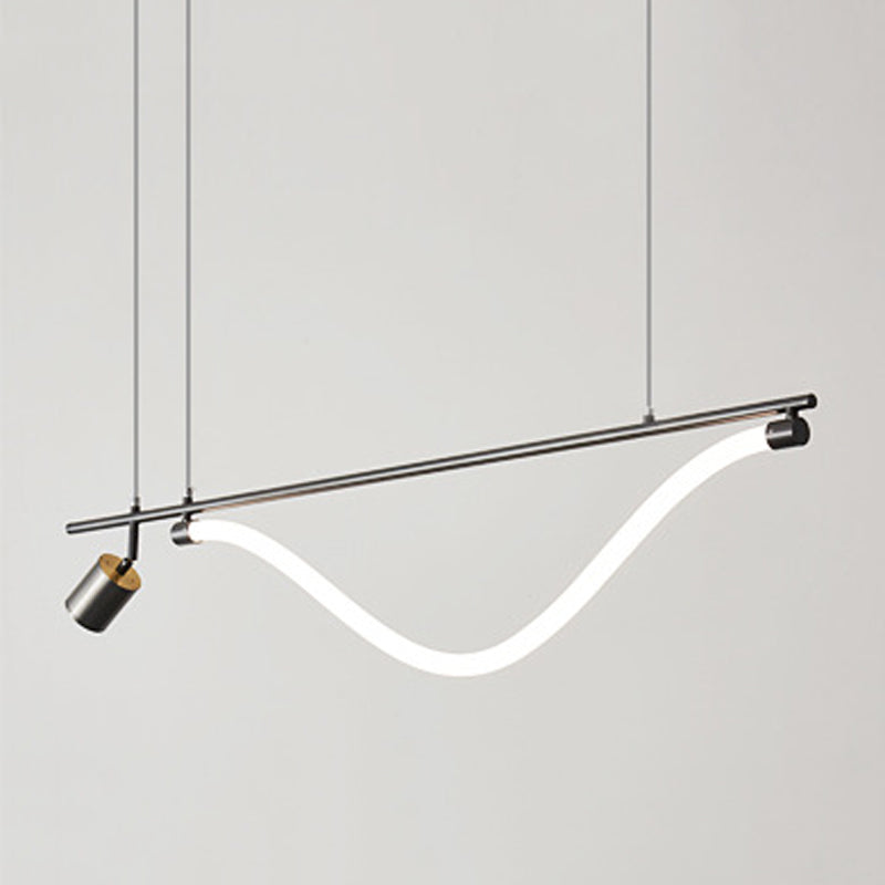 Modern 2-Light Black Kitchen Island Lighting LED Island Pendant Lighting