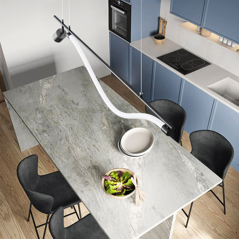Modern 2-Light Black Kitchen Island Lighting LED Island Pendant Lighting
