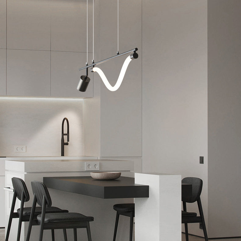 Modern 2-Light Black Kitchen Island Lighting LED Island Pendant Lighting