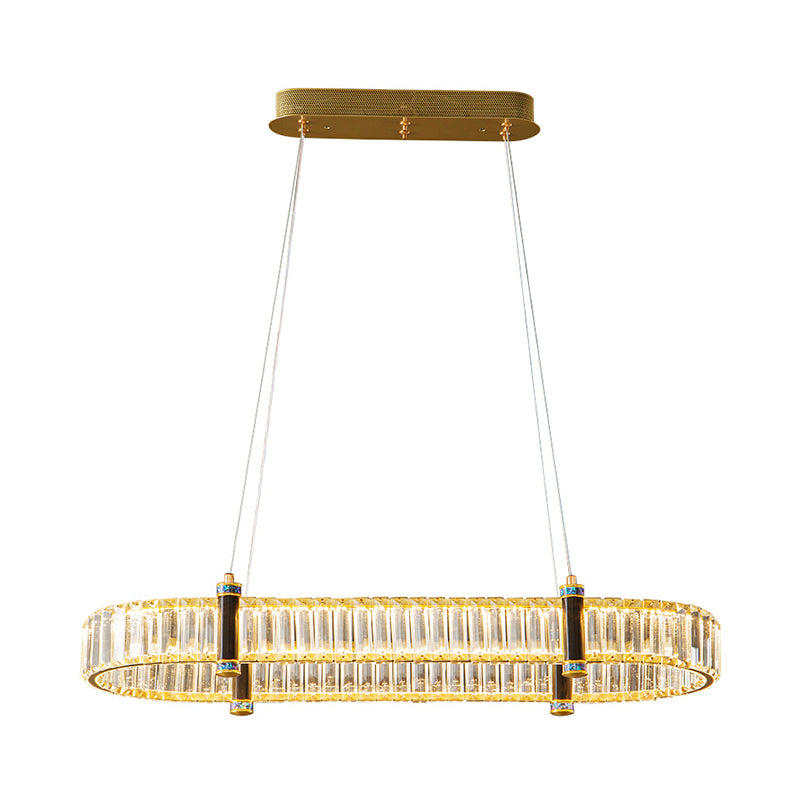Contemporary Island Light Fixtures Oval Hanging Lamp with Crystal for Dining Room