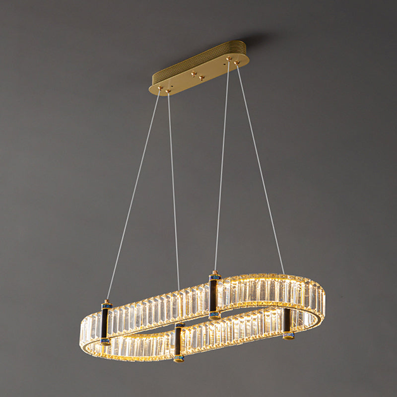 Contemporary Island Light Fixtures Oval Hanging Lamp with Crystal for Dining Room