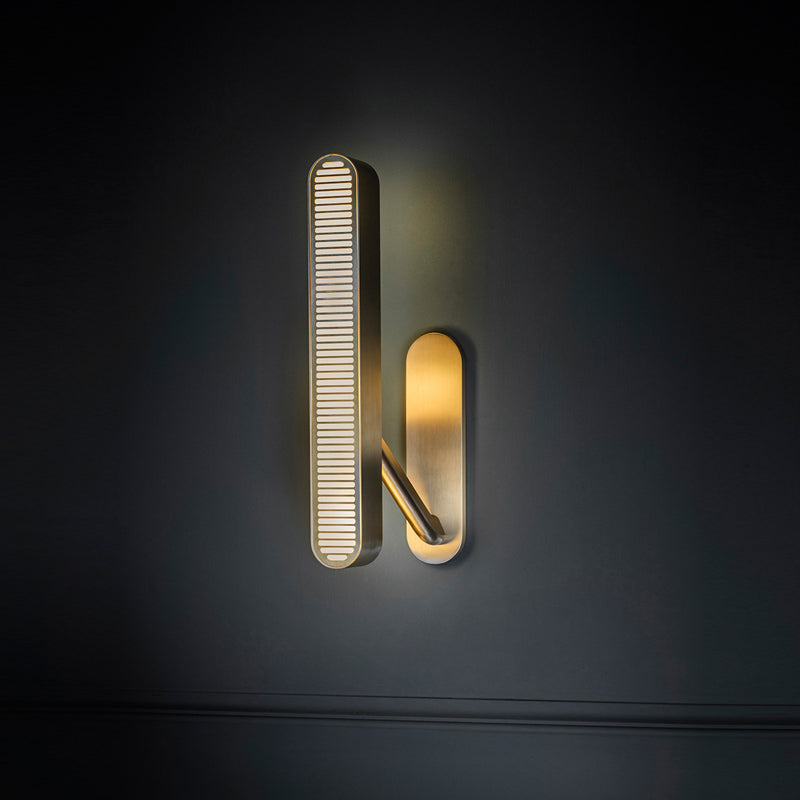 LED Modern Metal Wall Sconce Geometric Shape Wall Light with Acrylic Shade for Bedroom