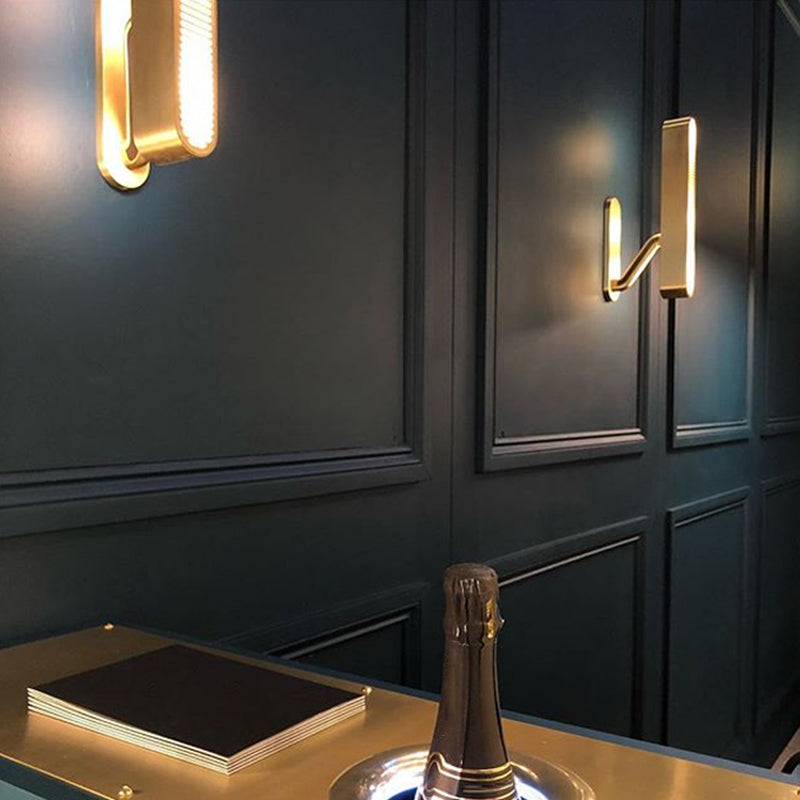 LED Modern Metal Wall Sconce Geometric Shape Wall Light with Acrylic Shade for Bedroom